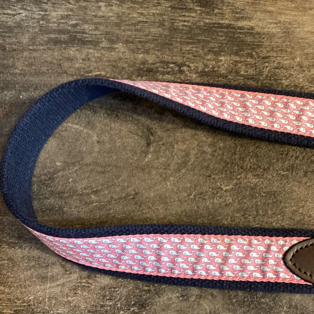 Vineyard Vines Kids Whale‎ Pattern Canvas Belt Size 32 Pink Blue Nautical